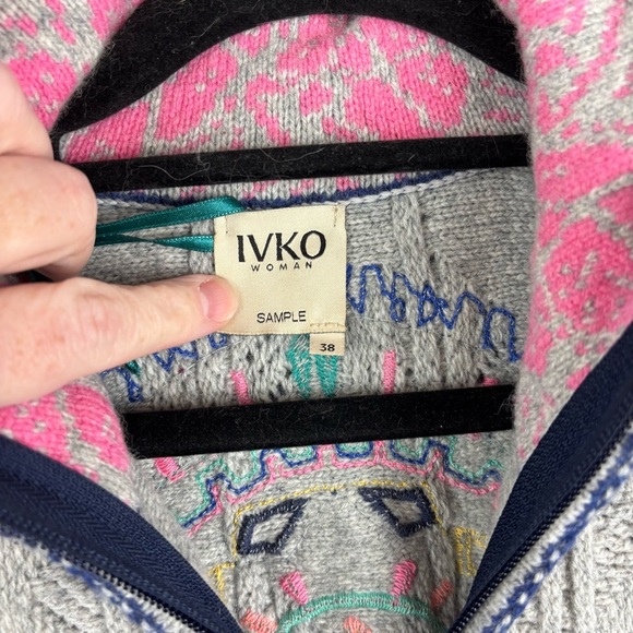 IVKO Women’s Wool Blend Artsy, Abstract Colorful Cardigan Sz 38 - Picture 3 of 14